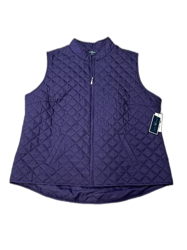 Vest Puffer & Quilted By Karen Scott In Purple, Size: Xxl