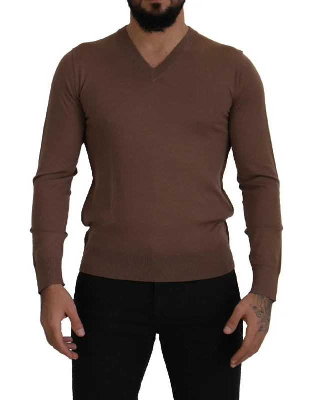 Dolce & Gabbana Elegant Virgin Wool V-Neck Pullover Men's Sweater