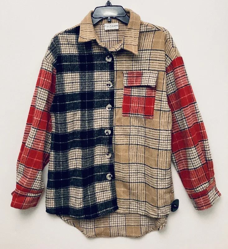 Jacket Shirt By First Love In Plaid Pattern, Size: S