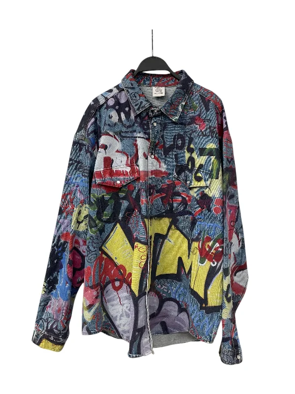 VETEMENTS/Denim JKT/Denim/IDG/All Over Print/UE52H920N/GRAFITTI VETEMENTS JACKET