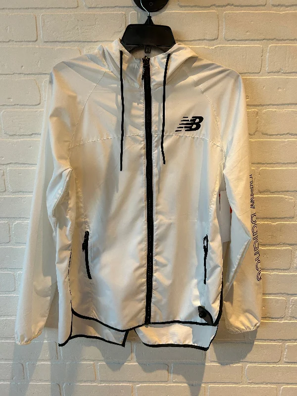 Jacket Windbreaker By New Balance In Black & White, Size: M